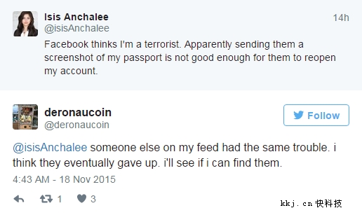 只因名字叫ISIS 女子賬號(hào)被Facebook封殺