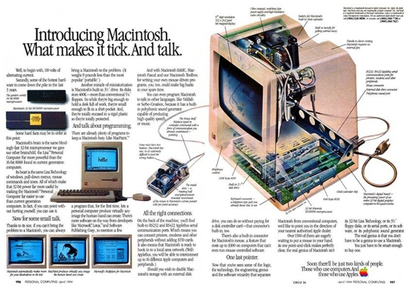 介紹Mac電腦。Mac電腦廣告，1984年4月發布。