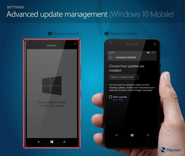 先進更新管理（只有Windows 10 Mobile有）