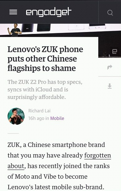 聯想ZUK Z2 Pro千人眾測 1秒被搶光