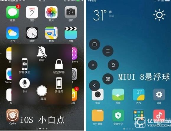 MIUI8懸浮球?qū)Ρ萯OS 國(guó)內(nèi)用戶為何獨(dú)愛(ài)它