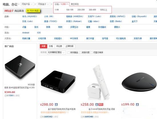 搜索300元以下價格的智能電視盒,數量達到了752款 搜索300元以下價格的智能電視盒,數量達到了752款