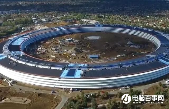 無人機航拍蘋果飛船總部大樓 明年投入使用