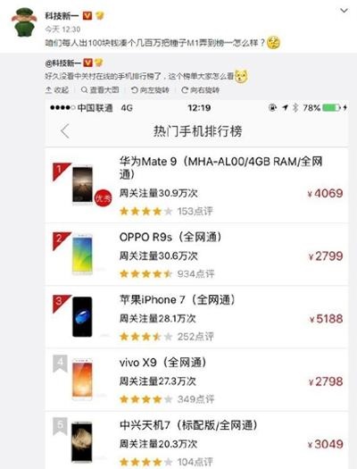 錘粉建議每人出100元把錘子手機刷榜第一 羅永浩:千萬別!