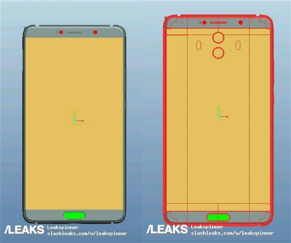 華為Mate10、Pro外觀(guān)曝光:屏占比超夸張