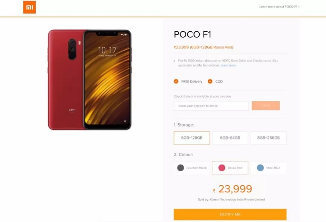 小米POCO F1新機印度發布 驍龍845手機不到2000元
