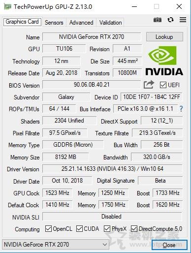 NVIDIA GeForce RTX2070顯卡全面評測：成功取代GTX1080