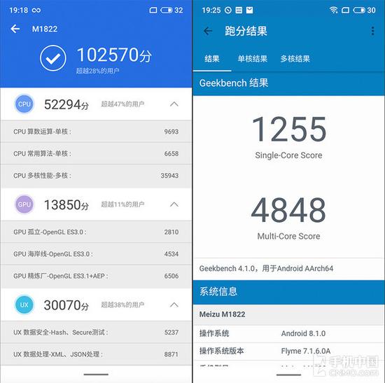 魅族Note8跑分數據