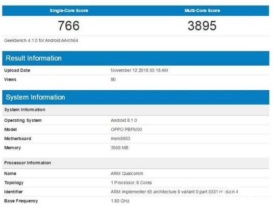 OPPO A7跑分有多少?OPPO A7(驍龍450)跑分性能測試