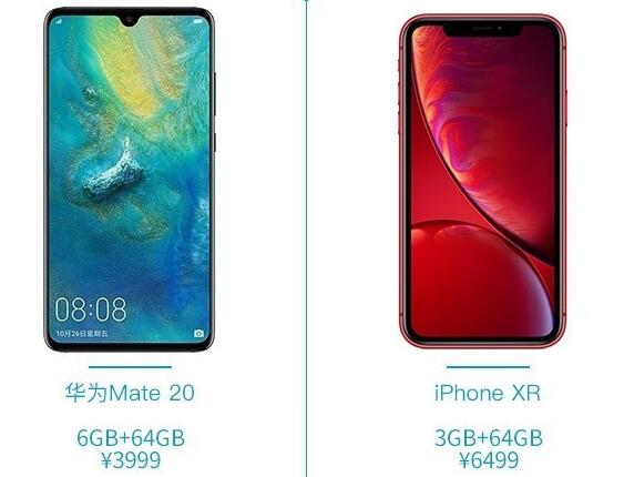 華為Mate20和iPhone XR價格對比