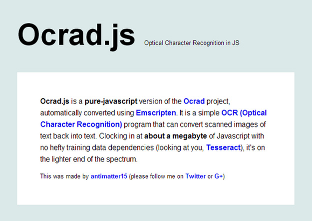 JavaScript圖片文字識別（OCR）插件Ocrad.js教程