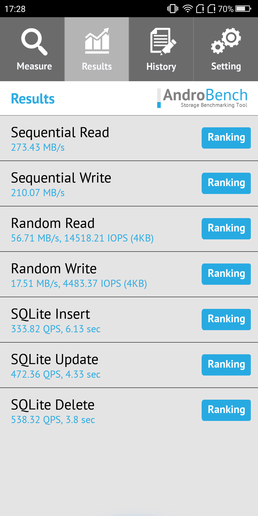 360手機N7 Lite閃存速度測試 360手機N7 Lite閃存速度測試