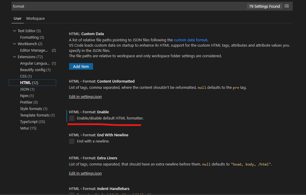 解決vscode 中保存后html自動格式化的問題