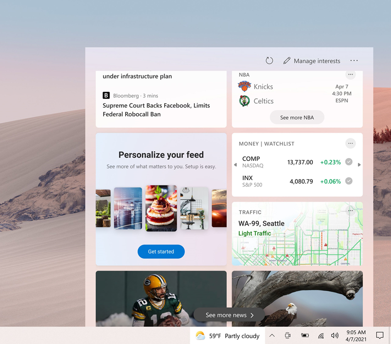 微軟Windows 10 build 21354 新增＂我的興趣＂和其他功能的改進！