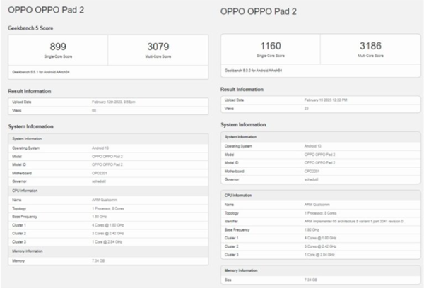 OPPO Pad 2疑現身Geekbench：驍龍888依舊能打